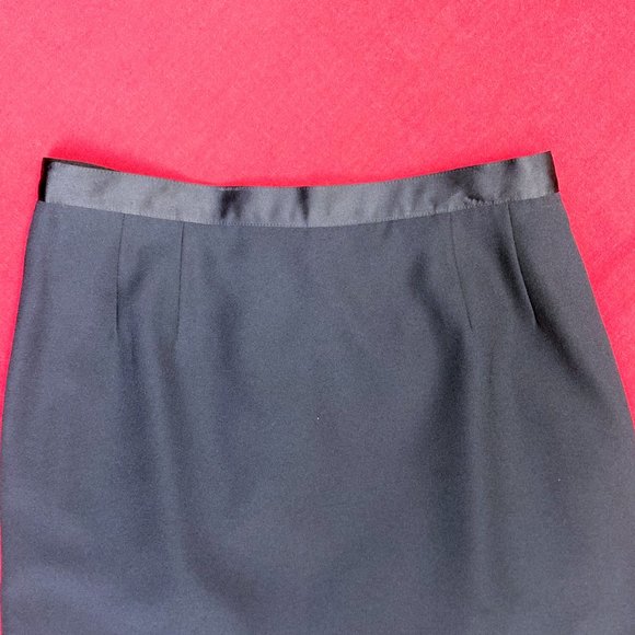 Vintage Black Pencil Women's Skirt Satin Style Lining & Band Jones Nine West 12 - Picture 2 of 9